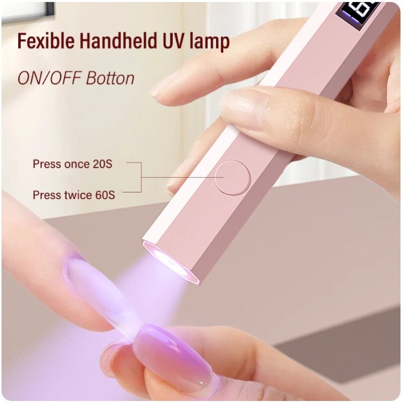 Mini UV Pink Nail Lamp - 3w 42 Leds Rechargeable Enduring Spotlight Beads