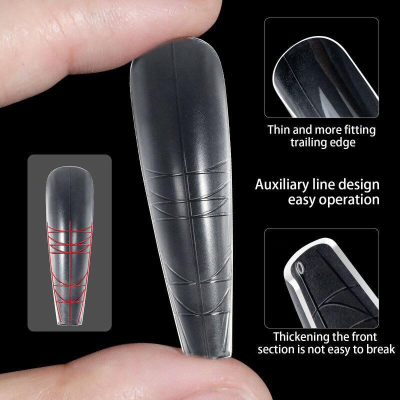 Stiletto Nail Extension Tips - 240pcs Guiding Line Full Cover Positioning Tool