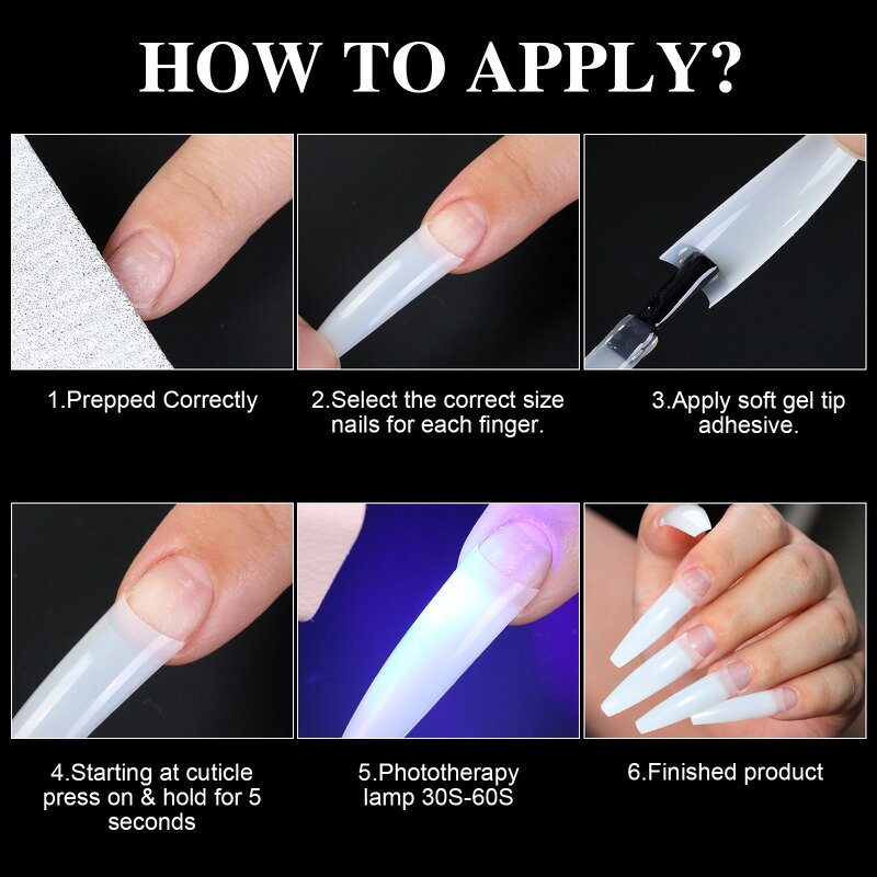 False Nail Tips - Hot Sale 500pcs Half Cover Medium Stiletto Coffin ABS Tips