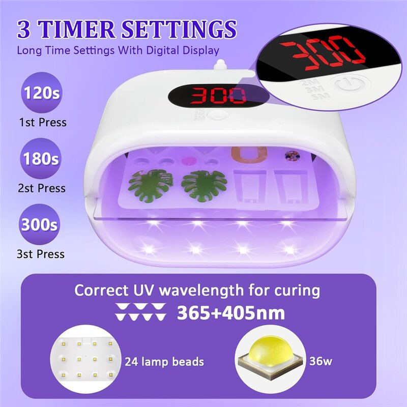 36W Mini LED Nail Lamp - High-power Smart Sensor UV-Curing Gel Dryer