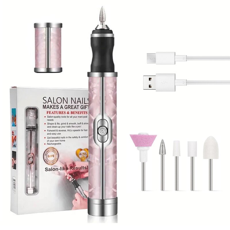 Electric Nail Drill Set - Rechargeable Portable Scrub Sharpening Salon Tool