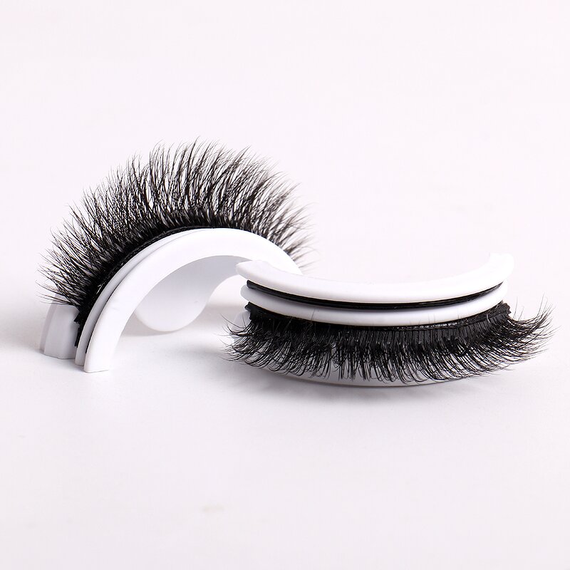 Self-adhesive False Lashes - Natural Mink Faux Long Black Band 1 Pair Box Pack