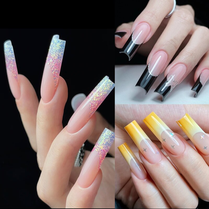 Crystal Plate Nail Forms - 120Pcs Paper Free Semi-frosted Full Cover Tips