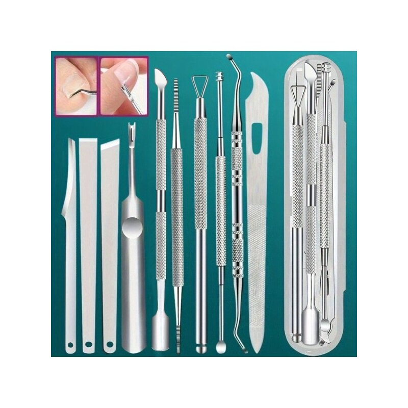 Pedicure Tool Set - 10pcs Stainless Steel Dead Skin Fork Foot Scraper Ear Scoop