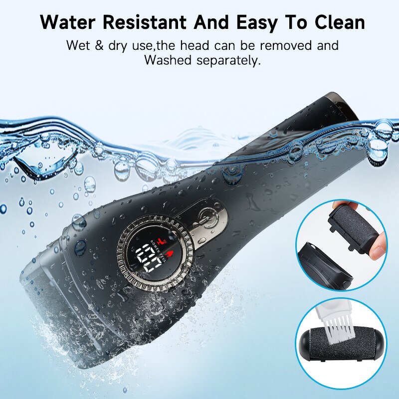 USB Foot File Kit - Rechargeable 3 Rollers Waterproof 3-4 Hours Pedicure Tool