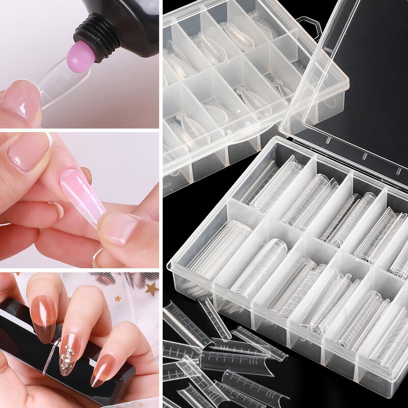 Poly Extension Gel Forms - 120PCS Stiletto Straight Square Nail Dual Forms