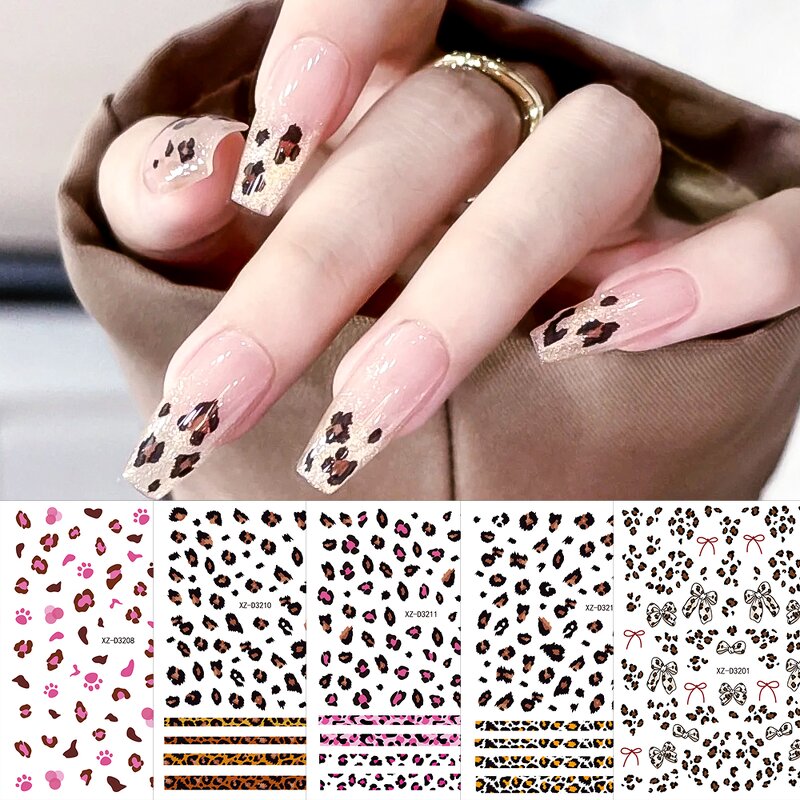 2D Leopard Nail Stickers - Wholesale UV Gel Transfer Polish Semi Cured Sheet