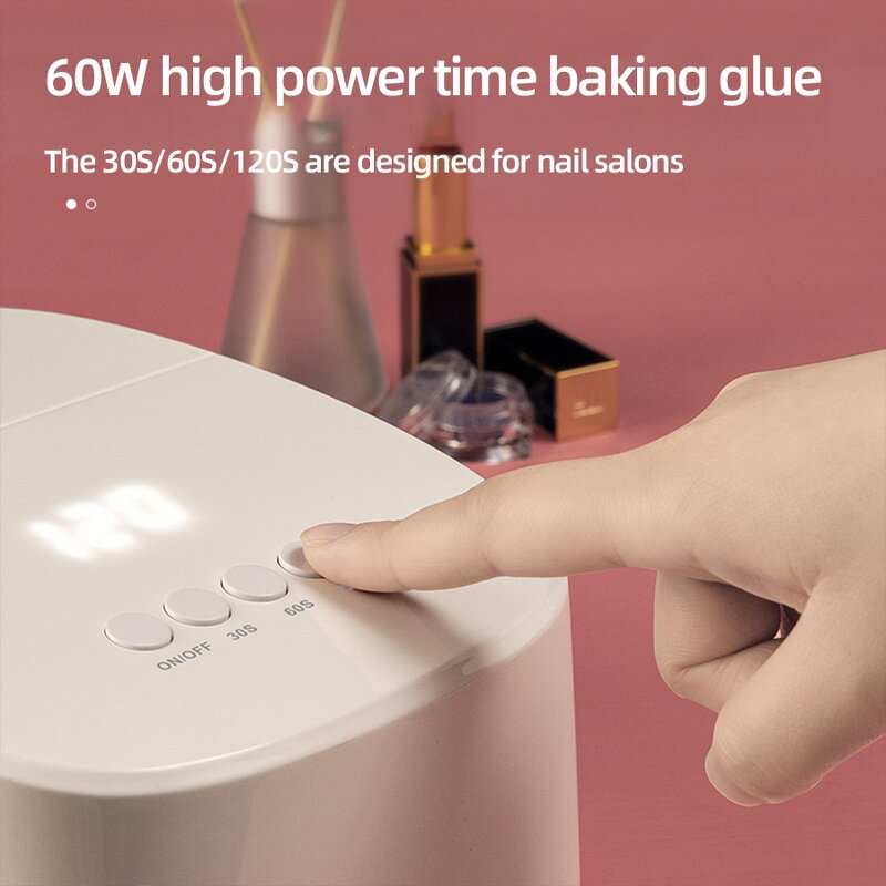 60W Rechargeable Nail Lamp - Cordless Pro Fast Curing 3 Timers Home Salon Use