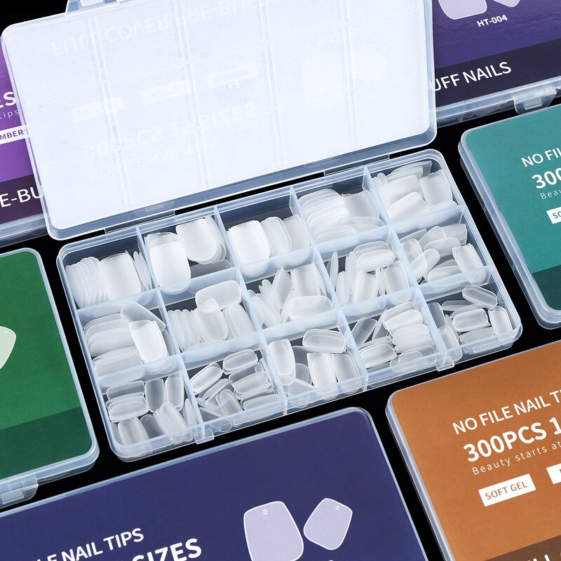 Matte Soft Gel Tips - 300PCS Full Cover No File False Nail Tips Box Packing