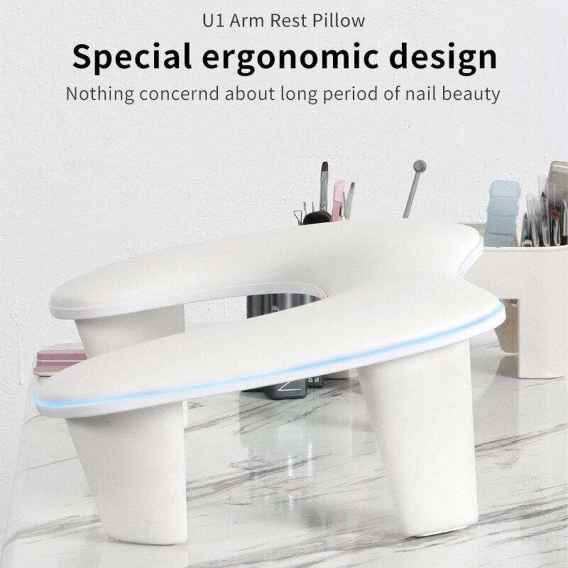 Two Hands Nail Arm Rest - Portable Removable Tilt PU Material Manicure Pillow