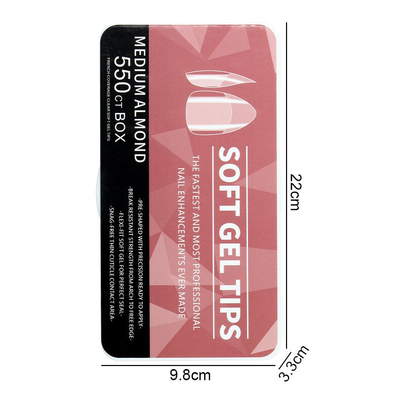 Soft Gel Nail Tips - Semi Matte Almond French Coffin Full Cover Ultra Thin Tips