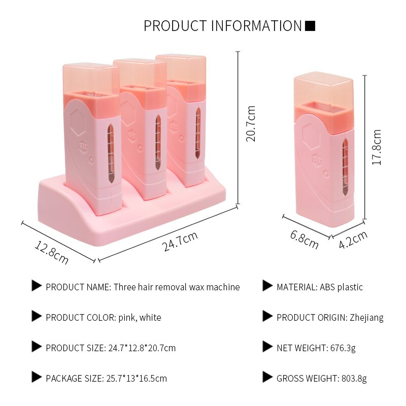 Three-Seat Wax Heater - 300g Powerful Kit with Portable Roll-On Wax Machine