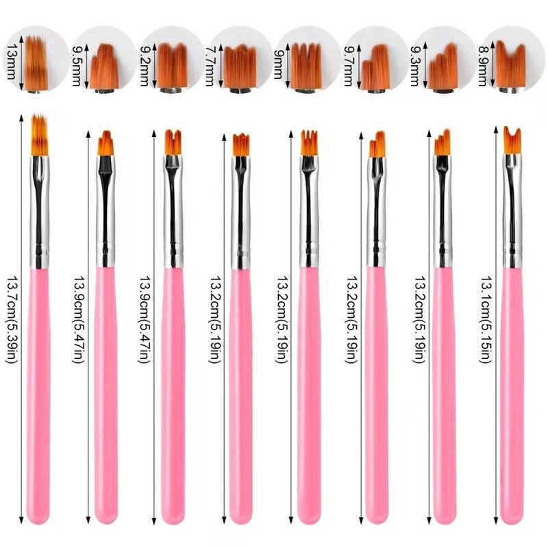 Nail Art Brush Set - 8pcs Painting Liner Stamping Draw Print Pen Manicure Tool