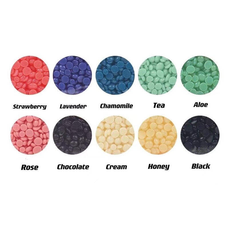 Hard Wax Beans - 400g Paper-Free 10 Colors Multi Flavors Full Body Hair Removal