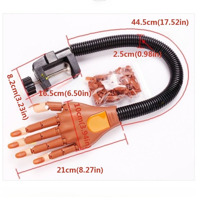 Nail Training Hand - Flexible Movable with 100P Tips Acrylic Manicure Practice
