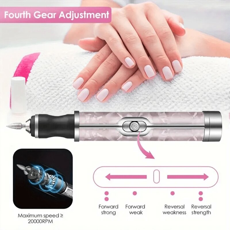 Electric Nail Drill Set - Rechargeable Portable Scrub Sharpening Salon Tool