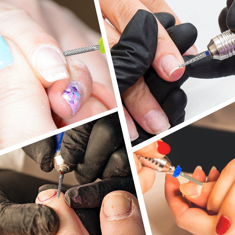 Tungsten Steel Nail Drill Bit Set - 10-Piece Rainbow Diamond 3/32" Milling Cutter