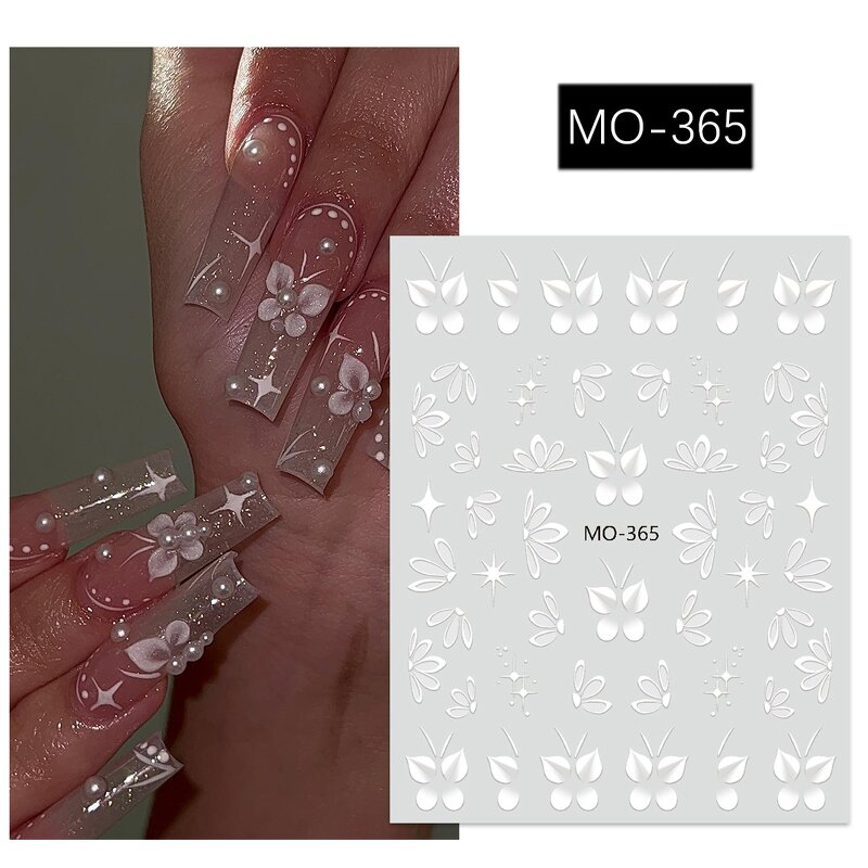 5D Nail Decals - Hot Sale White Floral Butterfly Self-Adhesion Embossment Tool