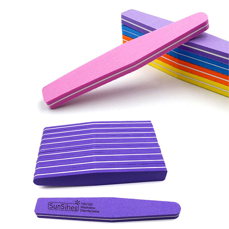 Sponge Nail File - Professional Double-Sided Washable 100/180 Custom Logo Tool
