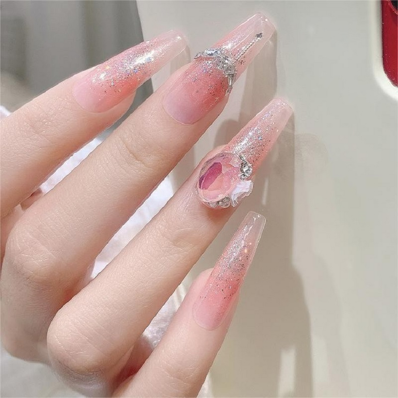 3D Nail Charms - Crystal Pile Diamond Heart Rectangular Pearl Alloy Jewelry