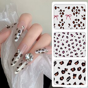 2D Leopard Nail Stickers - Wholesale UV Gel Transfer Polish Semi Cured Sheet