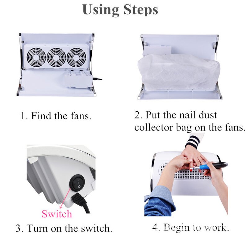 40W Nail Dust Collector - Powerful Compact Extractor Cleaner Salon Supply