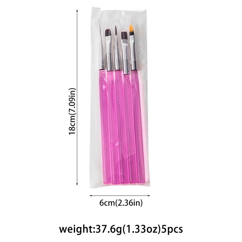 UV Gel Brush Set - 5Pcs Ocean Blue Translucent Extension Painting Acrylic Tool