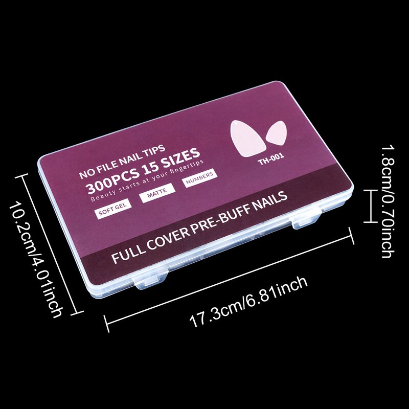 Matte Soft Gel Tips - 300PCS Full Cover No File False Nail Tips Box Packing
