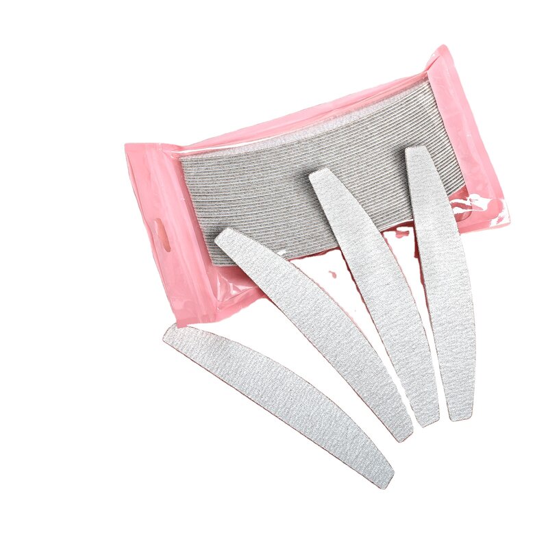 Stainless Steel Nail File Strip - 50pcs+1 Half Moon Replaceable Sandpaper Tool