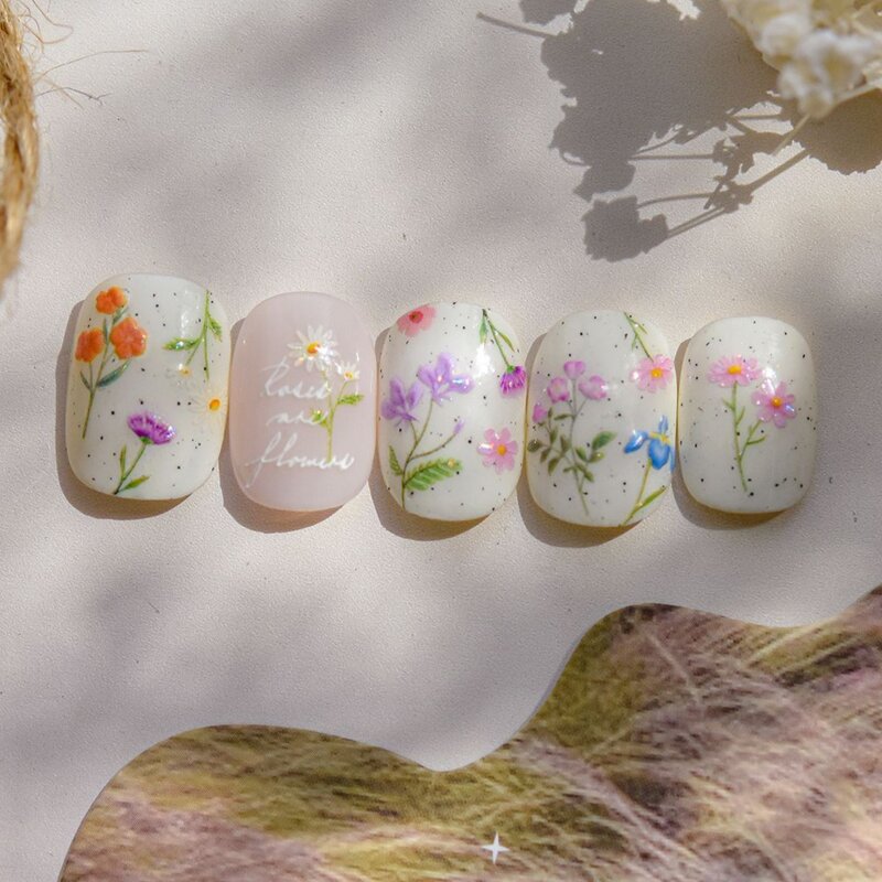 5D Flower Nail Stickers - Wild Self Adhesive Red Blue White Sunflower Decals