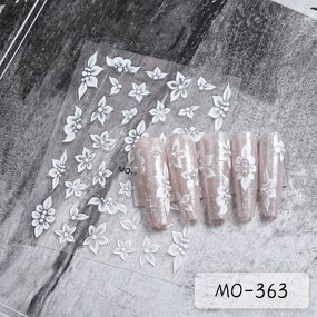 5D Nail Decals - Hot Sale White Floral Butterfly Self-Adhesion Embossment Tool