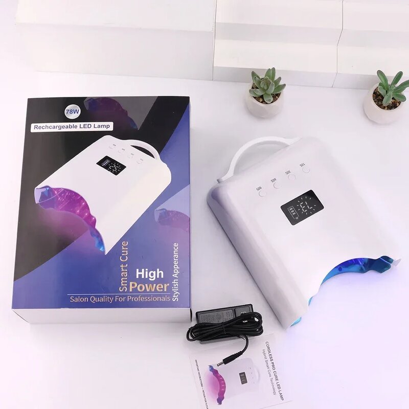 78W Rechargeable Nail Lamp - LED Screen Infrared 4 Modes Quick Curing Machine