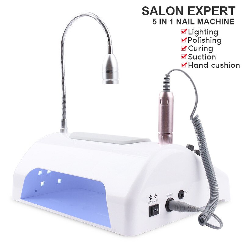 5 in 1 Nail Machine - 80W UV LED Lamp Dryer Vacuum Cleaner Drill Manicure Tool