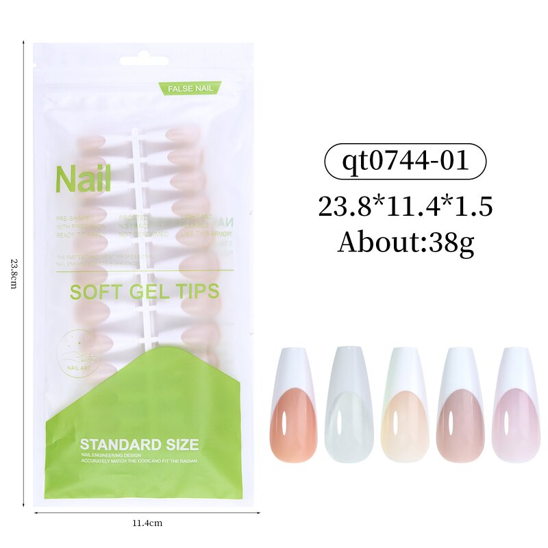 French Press on Nails - 120Pcs Short Almond No Trace Removable False Tips
