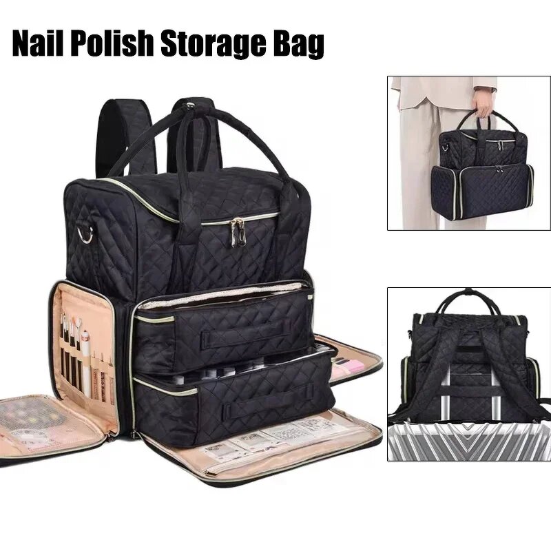 Double Layer Nail Organizer - Oyanail Portable Polyester Travel Storage Bag