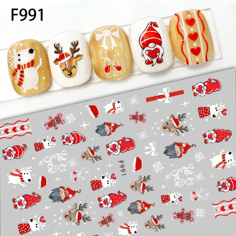 3D Fall Nail Stickers - Maple Leaves Fox Pumpkin Christmas Snowflake Decals