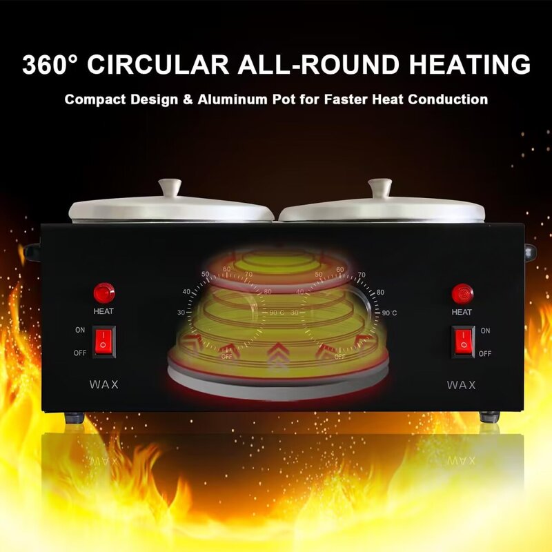 Dual Wax Pots Heater - Professional Electric Waxing Machine Salon Beauty Tool