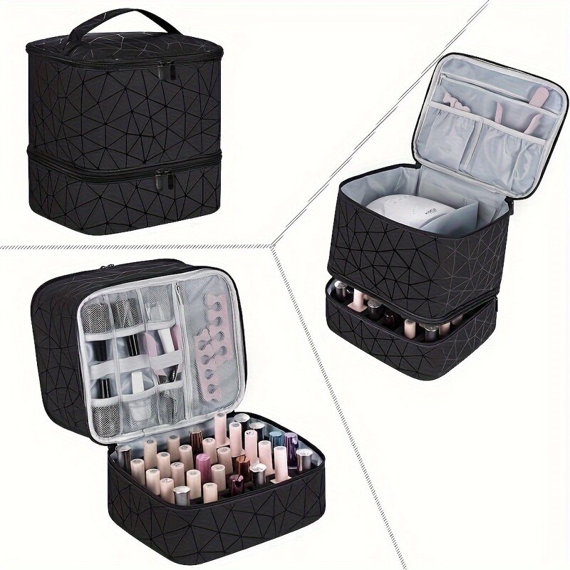 Nail Polish Organizer Bag - Holds 30 Bottles & Lamp Travel Storage Manicure Kit