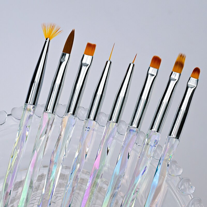 Manicure Brush Set - 8pcs Multifunction Gradient 3D Carving Painting DIY Tool