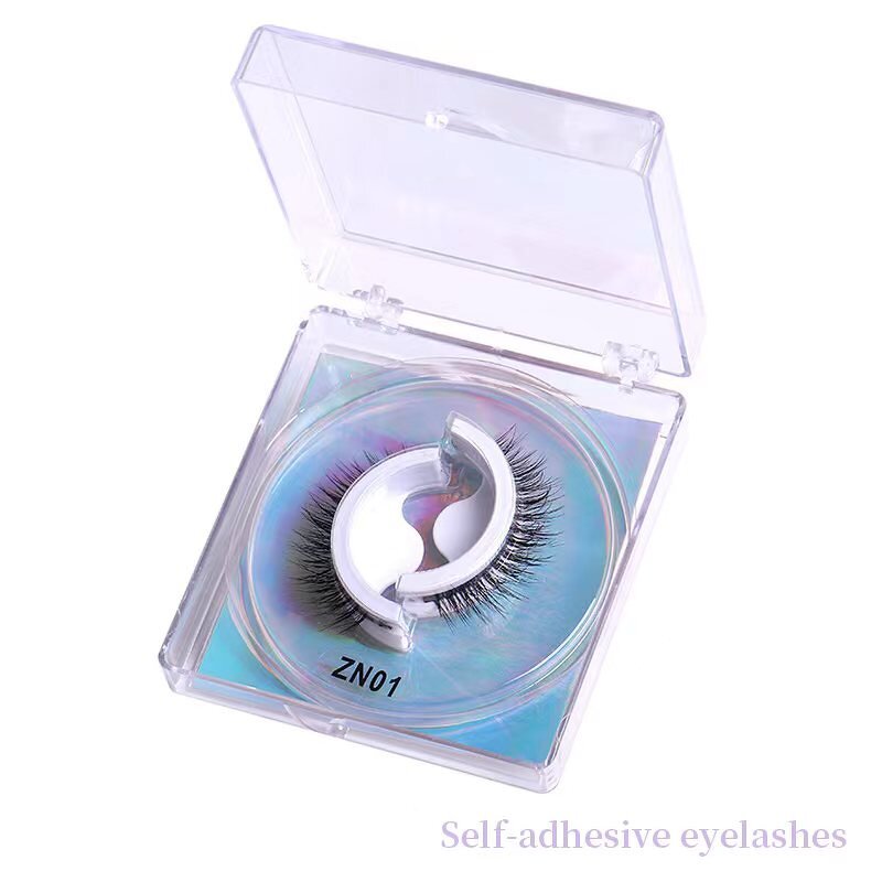 Self-adhesive False Lashes - Natural Mink Faux Long Black Band 1 Pair Box Pack