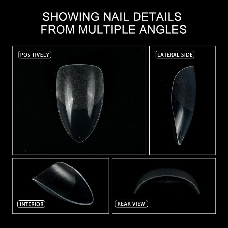Soft Gel Nail Tips - Semi Matte Almond French Coffin Full Cover Ultra Thin Tips