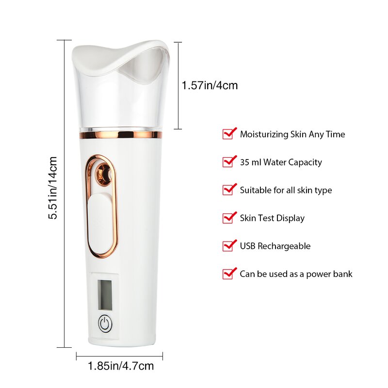 2-in-1 Facial Steamer - Ionic Portable Mini Nano Mist Body Nebulizer USB Tool