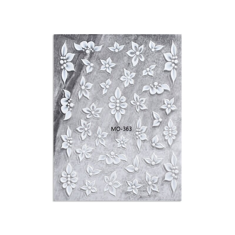 5D Nail Decals - Hot Sale White Floral Butterfly Self-Adhesion Embossment Tool