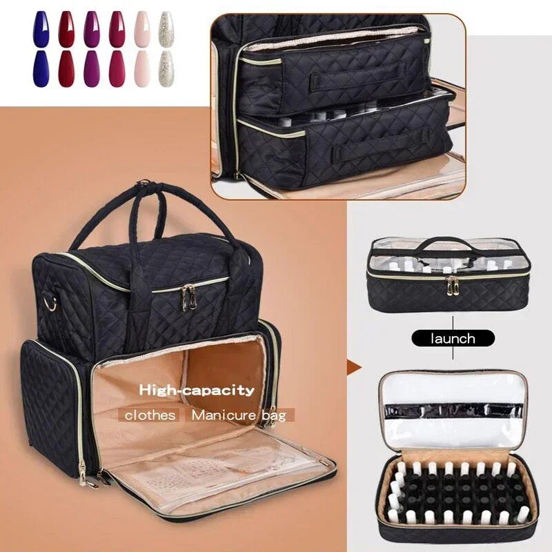 Double Layer Nail Organizer - Oyanail Portable Polyester Travel Storage Bag