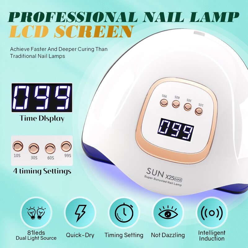 LED Nail Curing Lamp - SUN X25 380W Powerful Drying Light for All Gel Polish