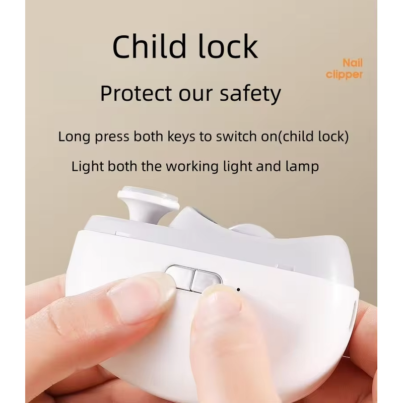 2-in-1 Electric Nail Cutter - USB Rechargeable Trimmer Polisher LED Child Lock