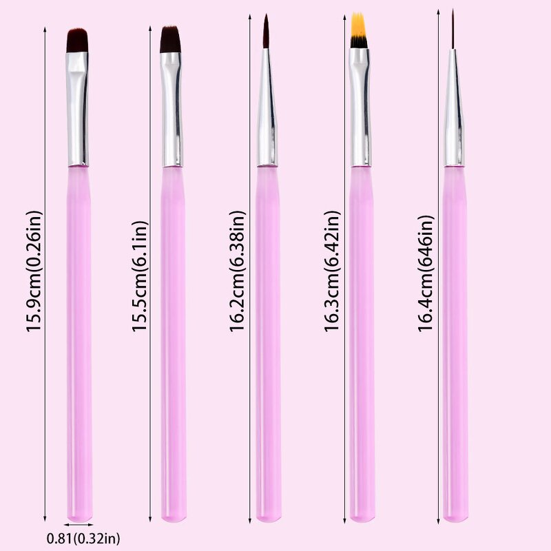 UV Gel Brush Set - 5Pcs Ocean Blue Translucent Extension Painting Acrylic Tool