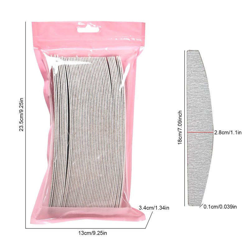 Stainless Steel Nail File Strip - 50pcs+1 Half Moon Replaceable Sandpaper Tool