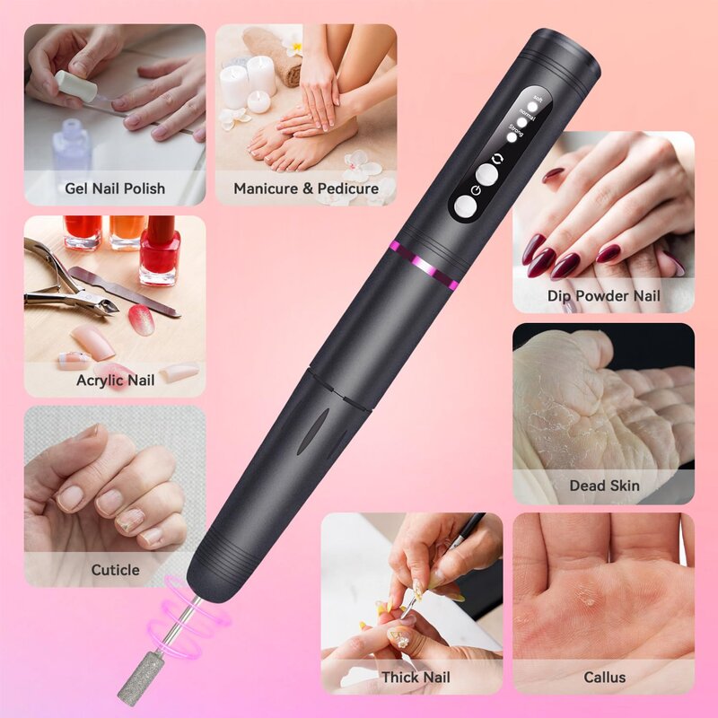 Electric Nail File Drill - 18000RPM Portable Manicure Pedicure Polishing Pen