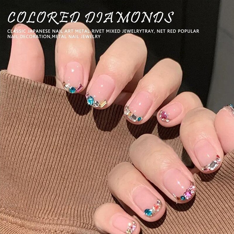 3D Nail Rhinestones - 12Grids Resin Heart Star AB Crystal Diamonds Glitter